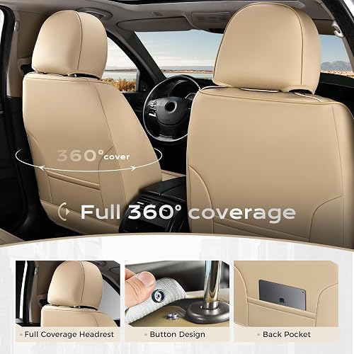 Coverado Fundas de Asiento de Automóvil Delantero Piel Napa Impermeable Universal