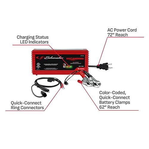 Schumacher SP1296 Cargador y Mantenedor de Batería Completamente Automático 2A 6V/12V