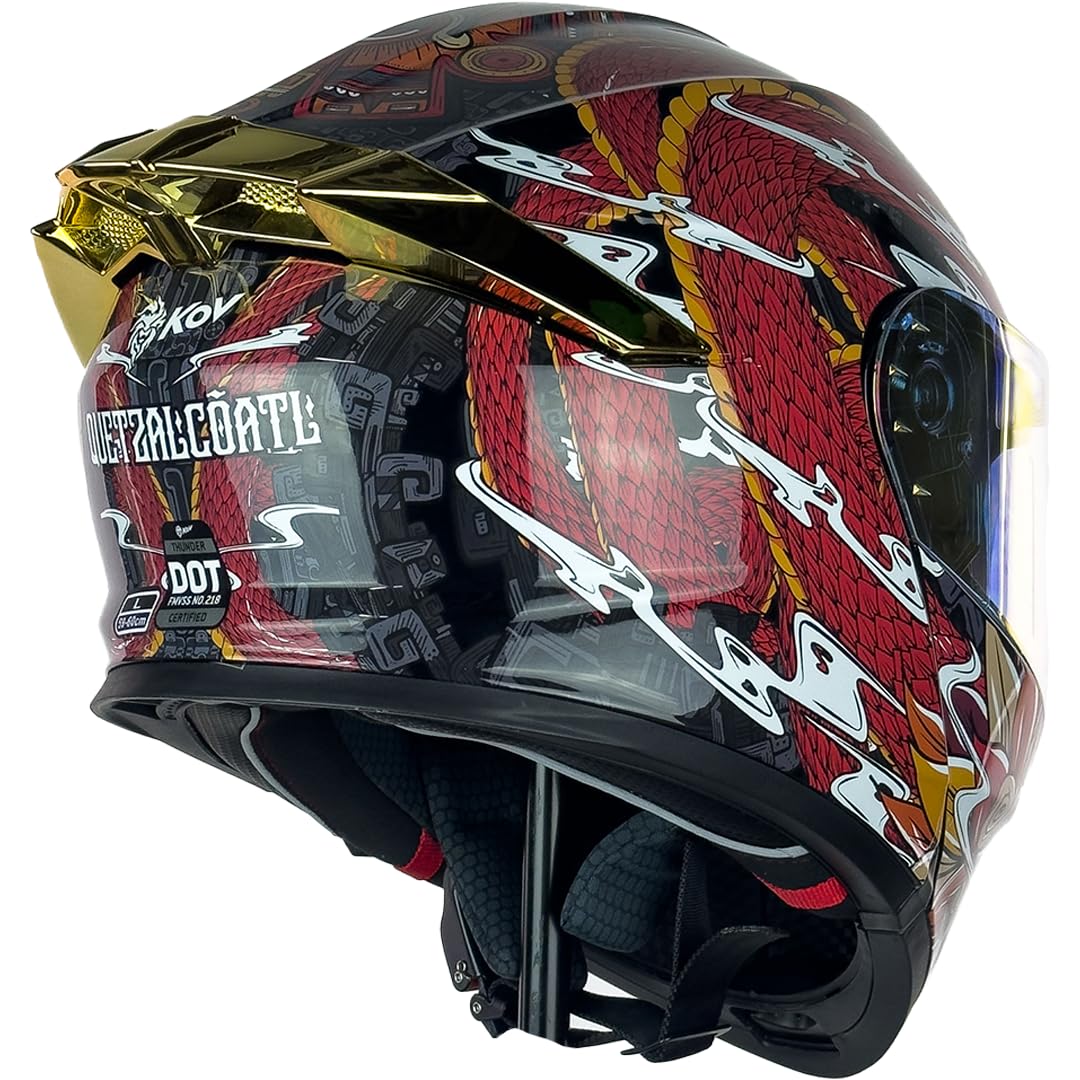 KOV Casco Thunder Quetzalcoatl Rojo Abatible Dot Talla XXL
