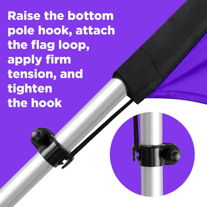 LookOurWay Kit de mástil de Bandera de Plumas – Kit de mástil de Bandera Swooper de 13 pies de Alto con Punta giratoria del Piso, Poste de Bandera para Banderas publicitarias Exteriores en Forma de
