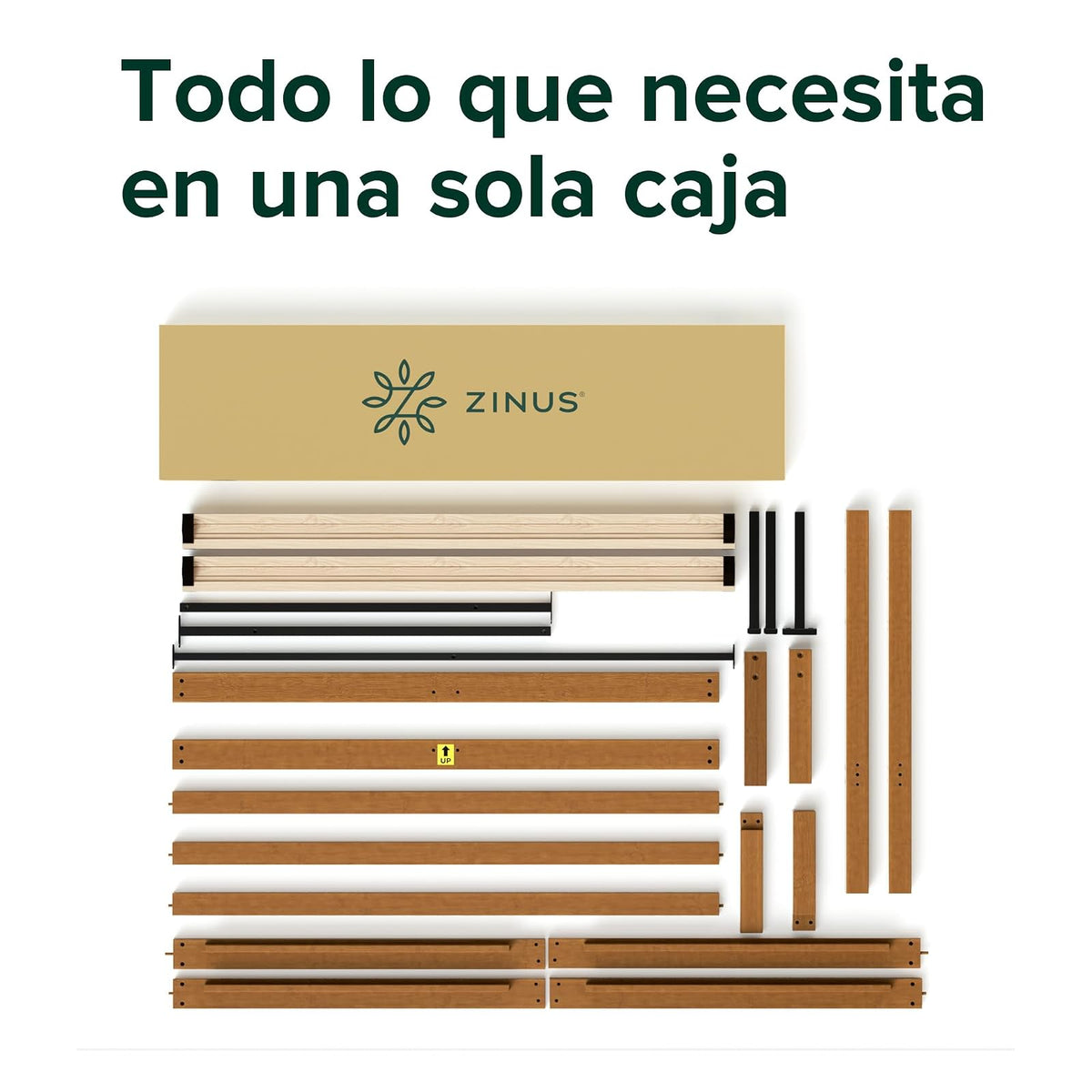 Zinus Leah Estructura de Cama de bambú con cabecero, sin somier, fácil Montaje.