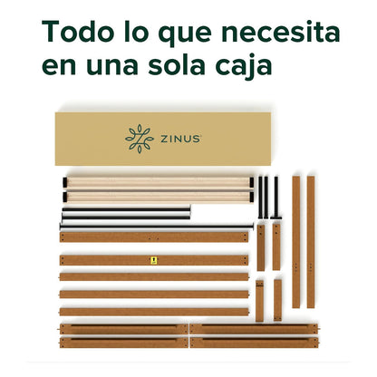 Zinus Leah Estructura de Cama de bambú con cabecero, sin somier, fácil Montaje.
