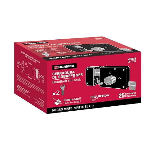 Hermex CS-756I, Cerradura Sobreponer Izq Instala-fácil Tradicional Color Negro