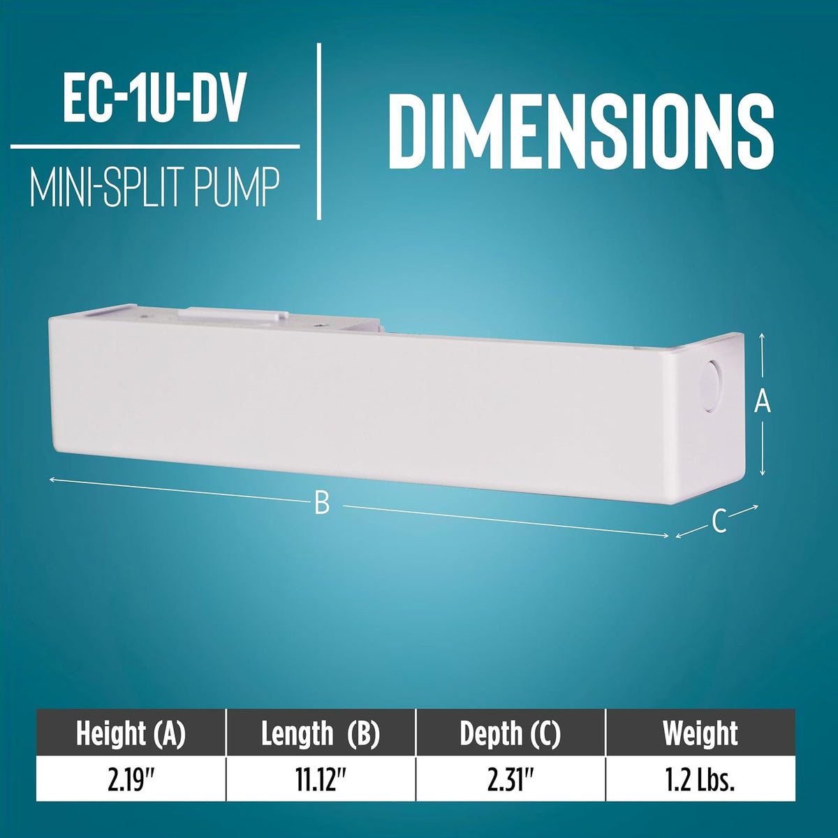 Little Giant EC-1U-DV 110-240 voltios, 50/60 Hz, 2.5 GPH, sistema automático de bomba de condensado de división, cable de 4.9 pies con cables de plomo, blanco, 553527