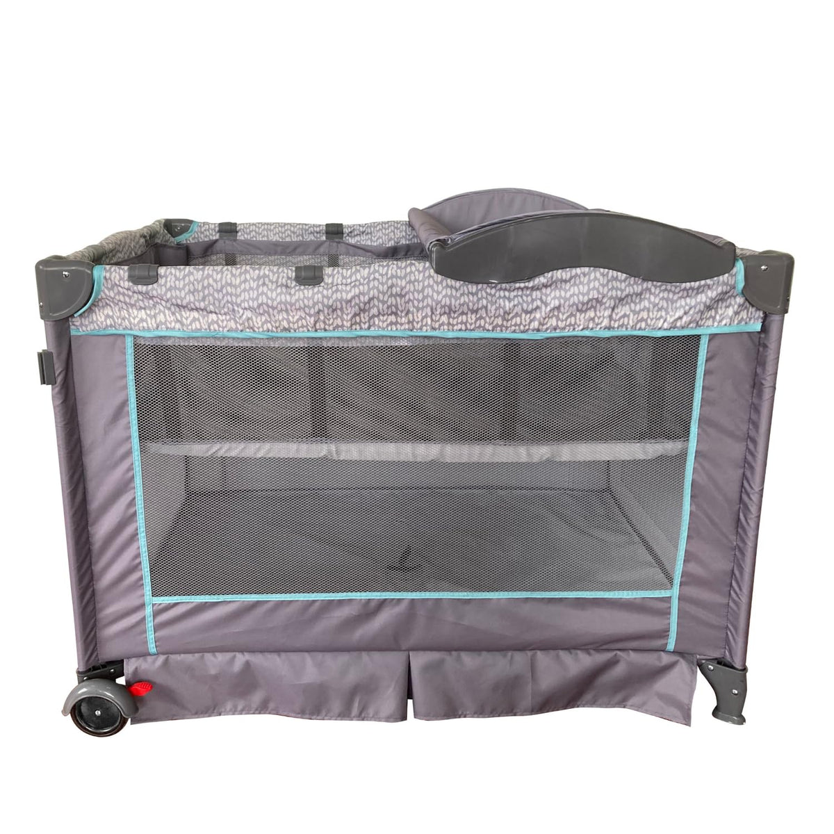 Prinsel Cuna Mecedora Aura 3 en 1, Gris y Azul, con Capota, Mosquitero, Cambiador, Módulo Electrónico, Ruedas, hasta 18 kg
