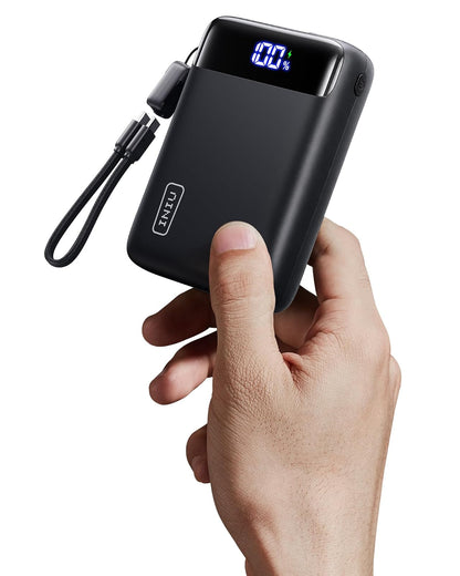 INIU Power Bank, cargador portátil más pequeño de 20000 mAh con cable USB C, 22.5 W PD paquete de batería de teléfono de carga rápida, visualización LED Powerbank para viajes Xiaomi iPhone 17 16 15 14