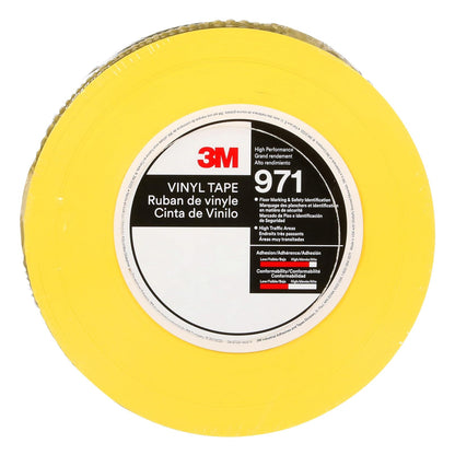 3M - Cinta de marcado de piso duradera 971, amarillo, 3 x 36 yardas, 17 mil, vinilo resistente, ideal para áreas de alto tráfico, codificación de colores, color vibrante, eliminación limpia
