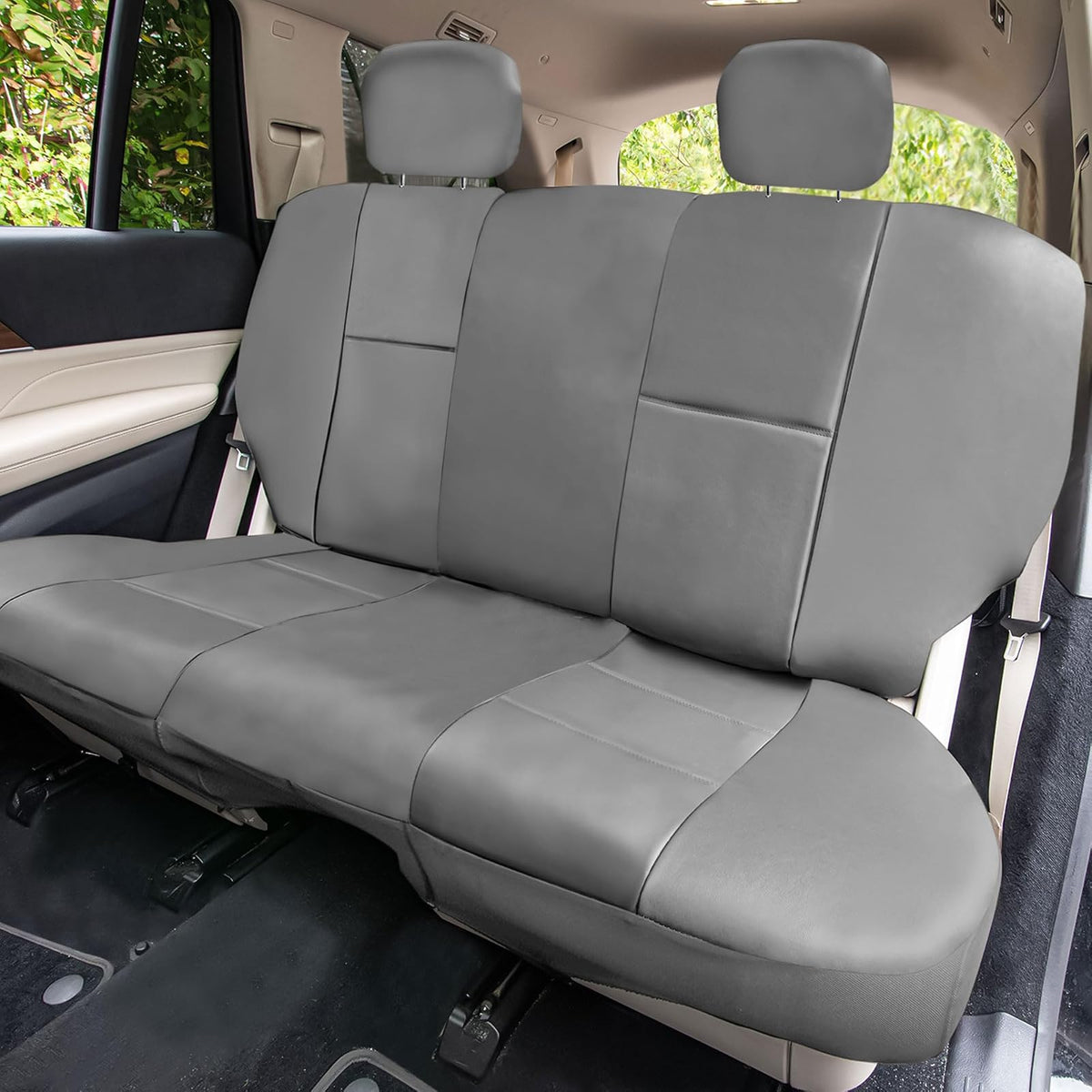 FH-PU005114 Exquisite Leather Car Seat Covers, Airbag Compatible and Rear Split Gray Color