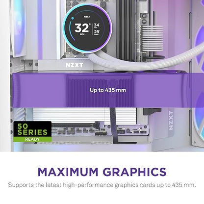 NZXT Gabinete H9 Flow RGB Blanco – ATX, Diseño Elegante con RGB, Paneles de Cristal, USB 3.2 Tipo A y Tipo C