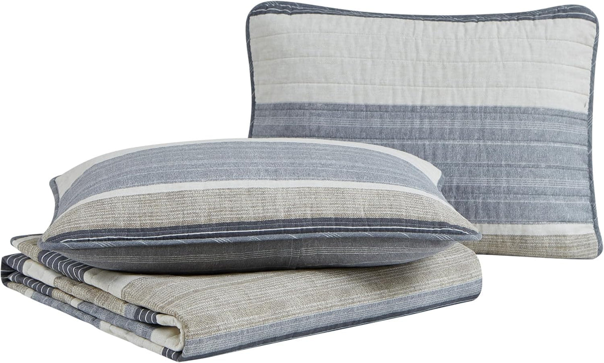Nautica - Juego de edredón Reversible 100% algodón con Funda a Juego | Cara 100% algodón, dos looks a juego, prelavada para mayor suavidad, lavable a máquina, 1 edredón de 68 pulgadas de ancho x