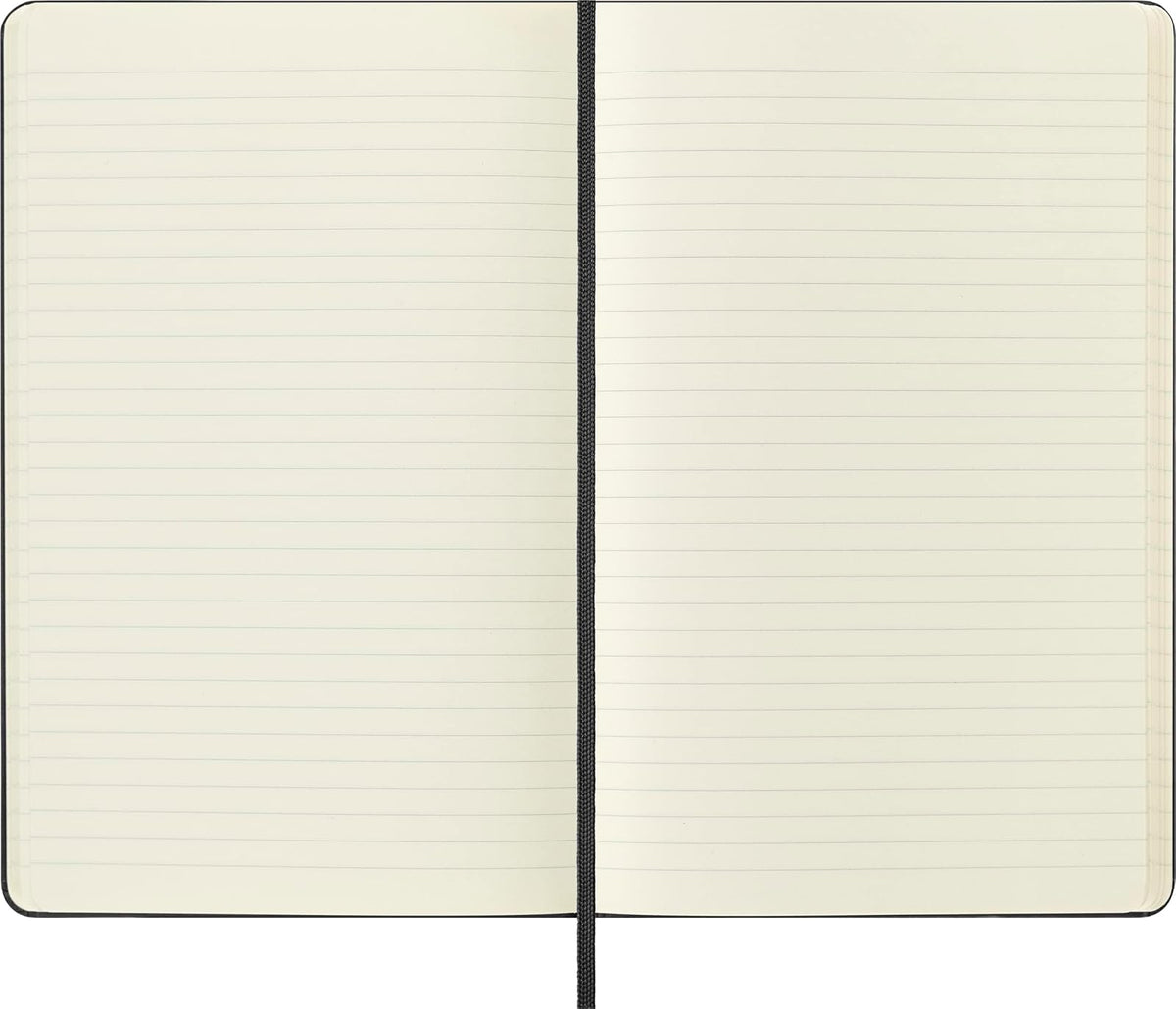 Moleskine Libreta Clásica Grande Negra de Hoja Rayada y Pasta Dura | Cuaderno grande de 5 x 21 cm con 240 páginas rayadas para diario, toma de notas, planificación y escritura diaria.