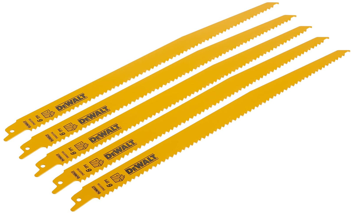 DEWALT Hojas de sierra de sable para corte de madera de 12 pulgadas (305 mm) paquete de 5 unidades (DW4804)