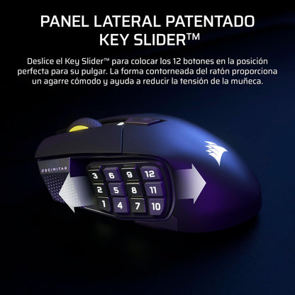 Corsair Scimitar Elite Wireless SE MMO Ratón para Juegos – 33,000 dpi, 16 Botones Programables, Key Slider Ajustable, Elgato Virtual Stream Deck, 1K Hyper-Polling - PC, PS5, PS4, Xbox, Mac – Gunmetal