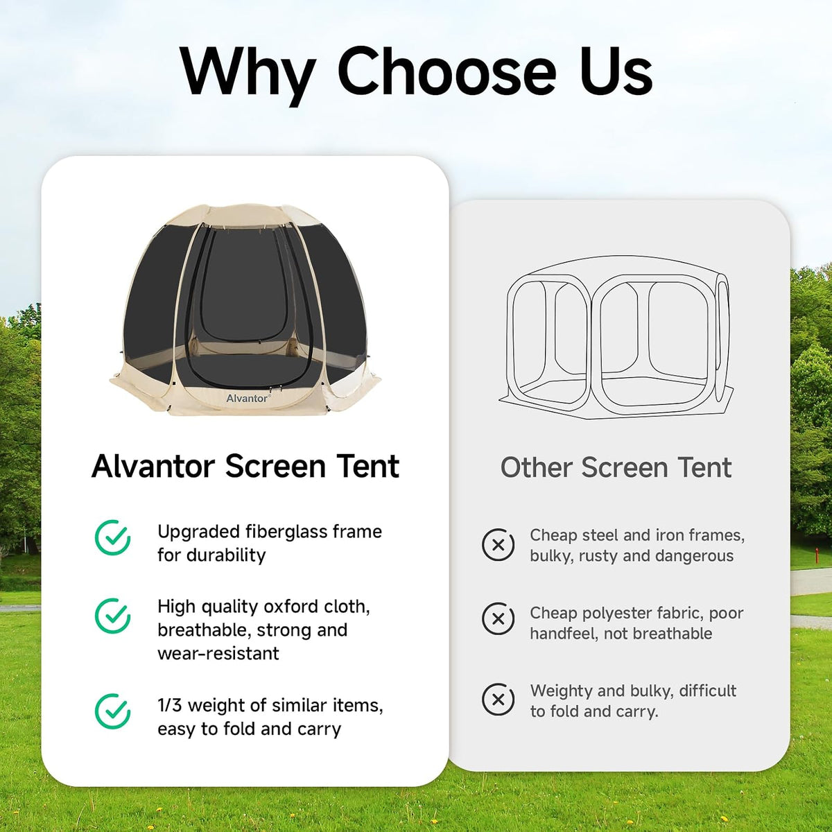 Alvantor Screen House Gazebo, Tienda de campaña para 6-10-15 Personas con mosquiteros, Refugio Solar instantáneo Resistente a los Rayos UV para jardín, Patio, Patio Trasero