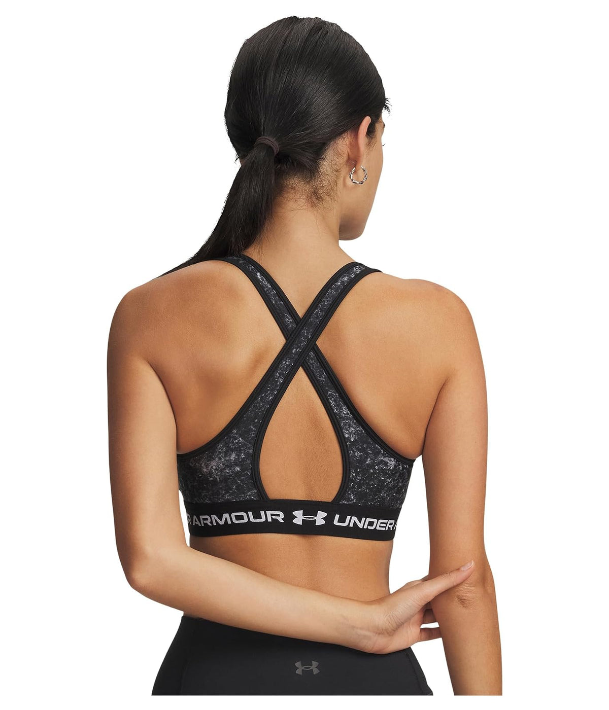 Under Armour Top para Entrenamiento Crossback Mid Print para Mujer Talla M Color Negro