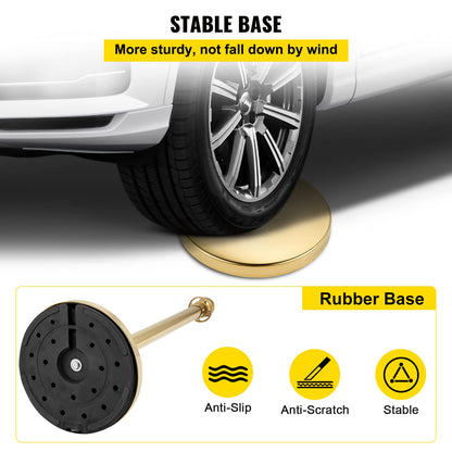 VEVOR Poste Separador de Cinta Extensible 4 Juegos Barreras de Seguridad de 2 Cuerdas Longitud de Cuerda 1.5m Dorado
