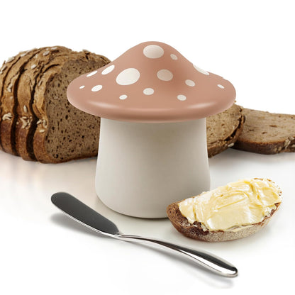 Fred FORAGE - Recipiente de almacenamiento de mantequilla de hongos, accesorio de cocina único para almacenar y servir mantequilla, diseño divertido y funcional
