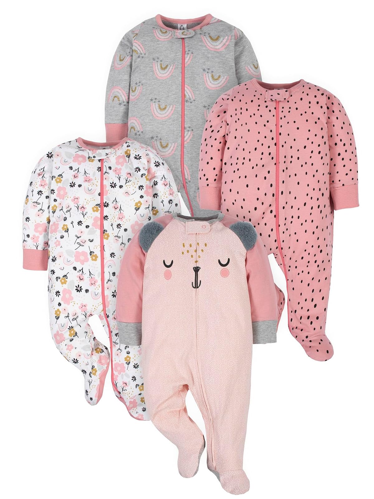 Gerber Paquete de 4 mamelucos Sleep 'N Play Dormir para bebés y niños pequeños bebés niñas
