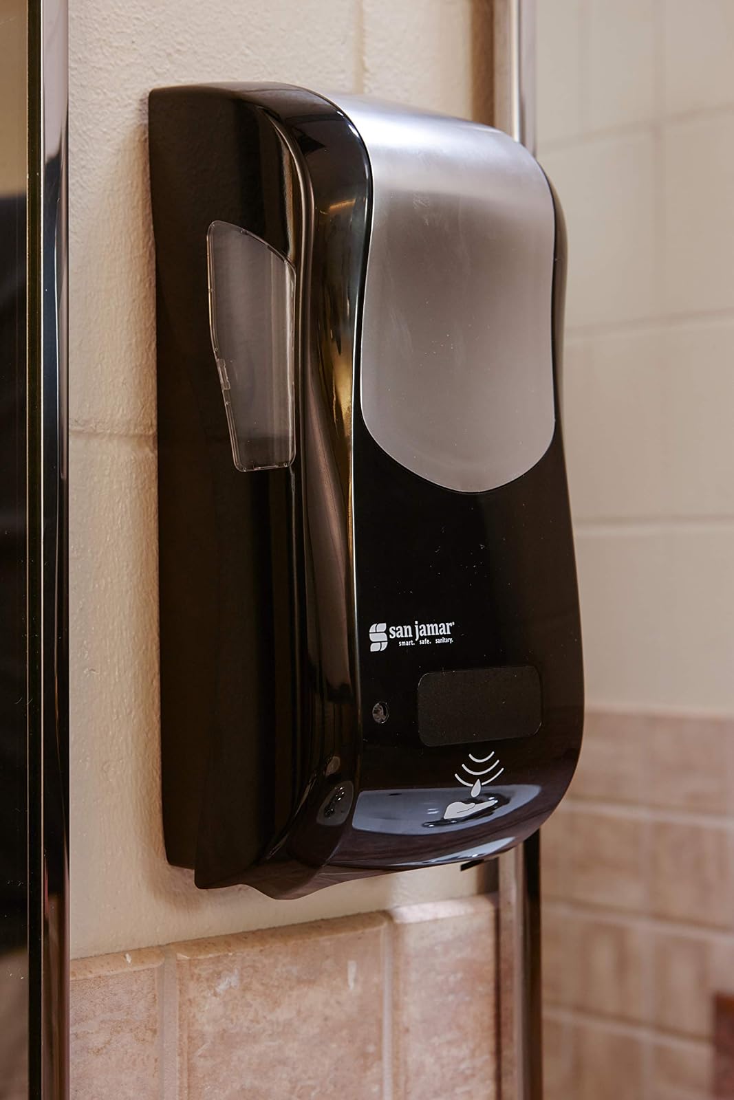 San Jamar SH970BKSS Rely Hybrid Dispenser, Black/Stainless Look