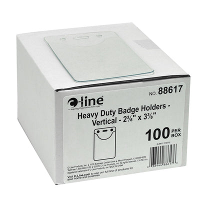 C-Line 88617 - Soportes para insignias de vinilo resistentes, verticales, 6,38 x 9,38 cm, 100 por paquete, transparente