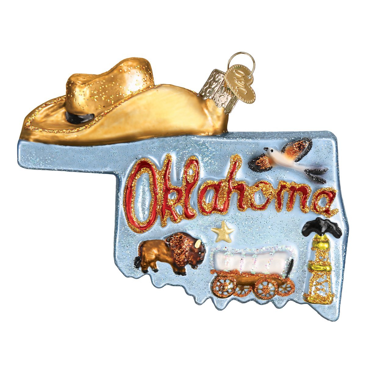 Old World Christmas United - Adornos de Vidrio soplado para árbol de Navidad, Estado de Oklahoma