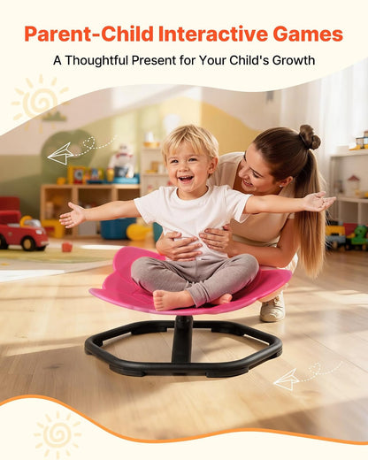 VEVOR Silla Giratoria Infantil Sensorial, Forma de Elefante, hasta 100 kg, con Base Metálica Antideslizante, Favorece la Coordinación, el Equilibrio y la Concentración, Roja, 54 x 54 x 25,5 cm