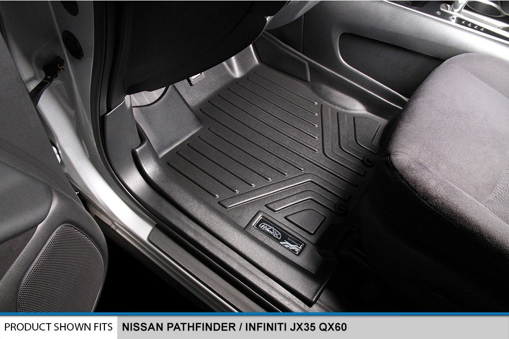 SMARTLINER SA0131/B0131/C0131 Juego Alfombrillas TPE 3 Filas Ajuste Personalizado Negro para Nissan Pathfinder 13-20 Infiniti JX35/QX60 14-20