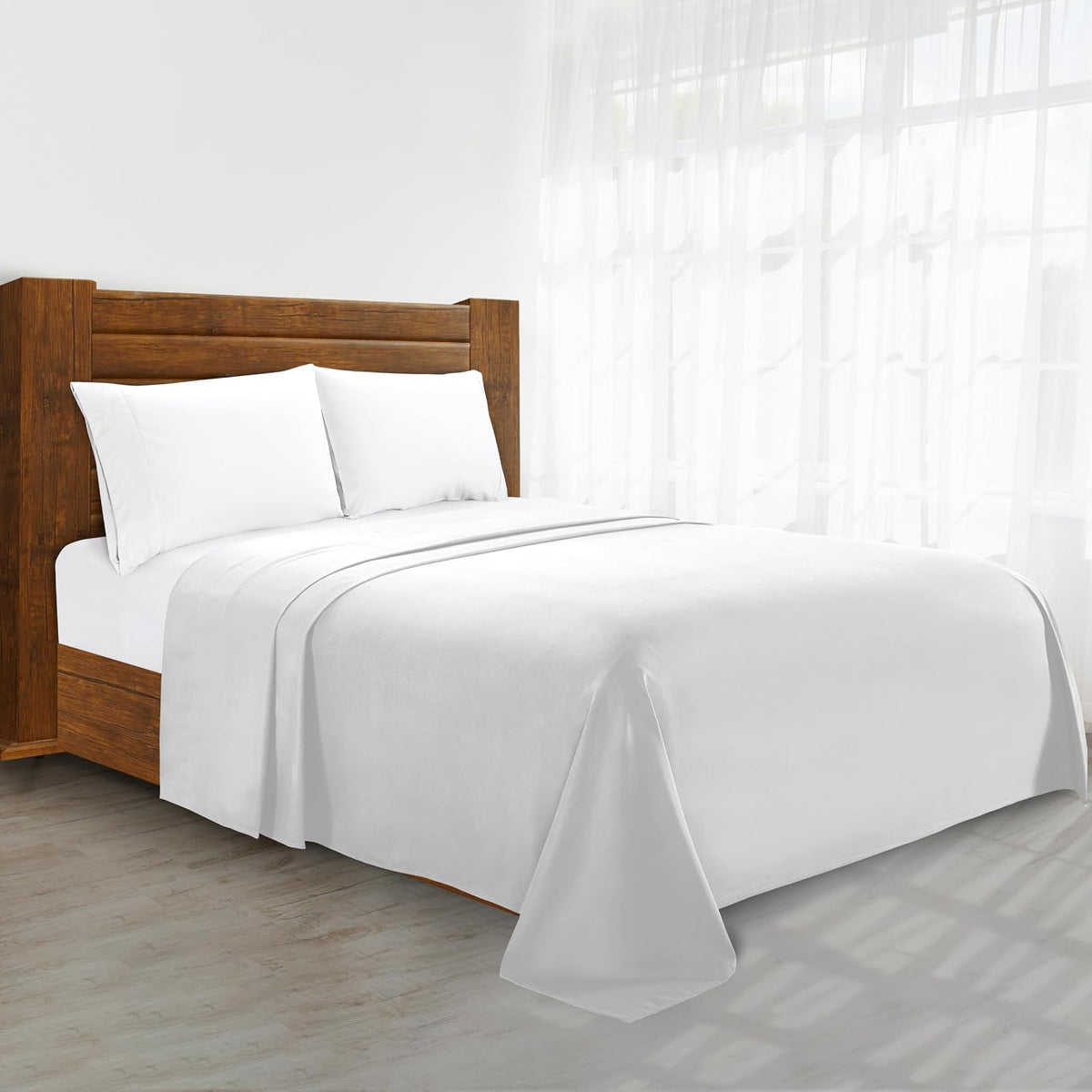 Elegant Comfort Sábana Plana de Microfibra de Lujo - King - Blanco