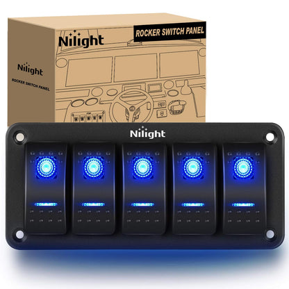 Nilight Panel de Interruptor 5 Gang 90110E - 5 Gang Rocker Switch Panel