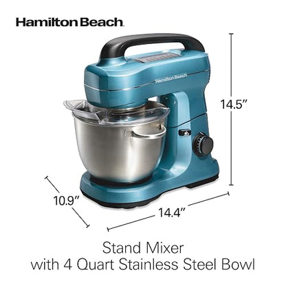 Hamilton Beach Batidora de Pedestal 7 Velocidades, 300 Watts, Tazón de Acero Inoxidable 3.78 L, Acción Planetaria, Incluye Accesorios, Cabezal Inclinable