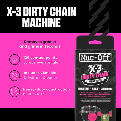 Muc-Off X-3 Máquina de Limpieza de Cadena de Bicicleta con Botella de Limpiador de 75 ml, Amarillo, 277US