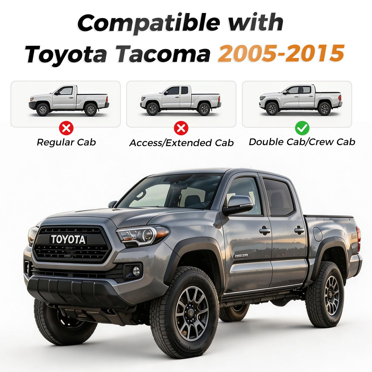 Fundas de Asiento para Toyota Tacoma de Coverado, Juego Completo de Fundas de Asiento de Cuero para Automóvil a Medida 2005-2023 Toyota Tacoma Doble/Cabina de tripulación, Fundas de Asiento para Automóviles y