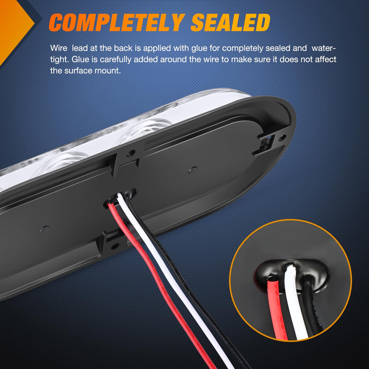 Nilight - Luz trasera LED ovalada de 6 pulgadas, color rojo y ámbar para remolque, 6 unidades, señales de giro de freno de parada a prueba de agua, luces de marcha atrás para camión, RV, barco, autobús, camión, caravana, 2 años de garantía