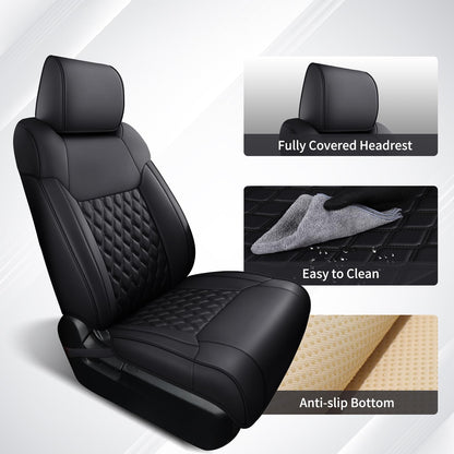 Huidasource Tacoma - Fundas de Asiento Delantero para automóvil de Cobertura Completa, Funda de Asiento de camión Negro para automóvil de Doble Cabina 2005-2015, 2ª generación, Base de Toyota Tacoma