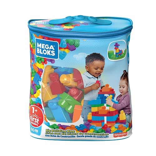 Mega Bloks Bolsa de Bloques Clásica 60 Piezas 1+ Años | Coloridas y fáciles de apilar, ideales para manos pequeñas; motricidad fina