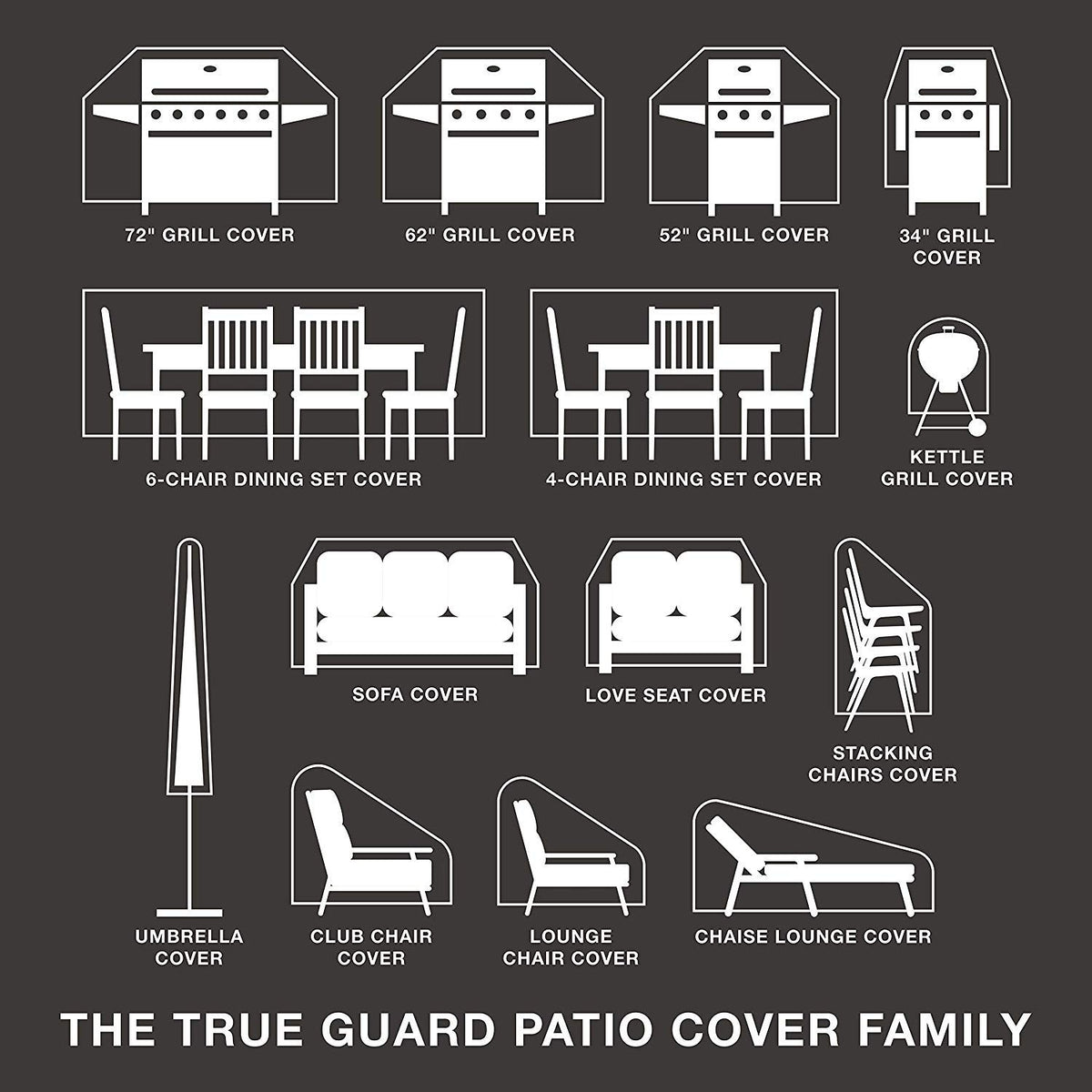 True Guard - Funda para muebles de patio, juegos de comedor de 4 sillas