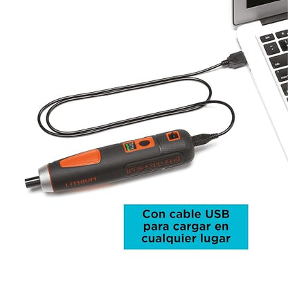 BLACK+DECKER Set Atornillador Inalámbrico 4V, 27 Accesorios, BD40K27 | Set de Atornillador Inalámbrico 4V, Incluye 27 Accesorios