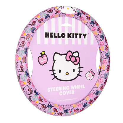 Carbella Hello Kitty - Funda Oficial para Volante de Automóvil Sanrio con tamaño Universal 14.5-15.5, Bonita Funda para Volante para Mujer, Accesorios de Automóvil Hello Kitty (impresión de Lavanda)