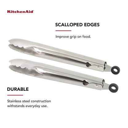 KitchenAid - Juego de 2 pinzas de cocina universales de acero inoxidable