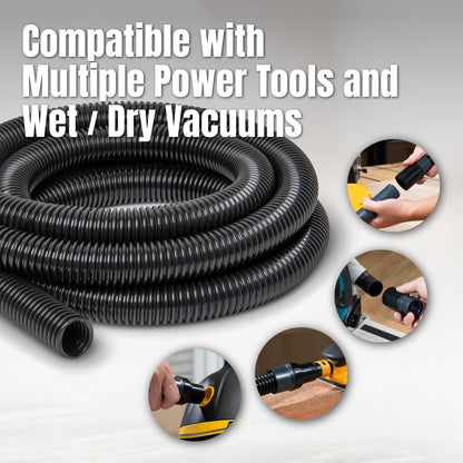 POWERTEC 70347 Kit de manguera de recogida de polvo de 10 pies con 5 accesorios para carpintería, herramientas eléctricas para el hogar y aspiradoras de tienda húmeda/seca