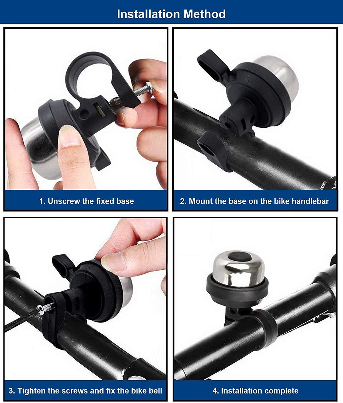 Emoly - Juego de 2 Campanas de latón para Bicicleta de montaña, Bicicleta de Carretera, Accesorios para Bicicleta de montaña, Accesorios para Bicicleta de Carretera (Nuevo, Plateado)