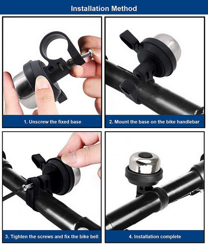 Emoly - Juego de 2 Campanas de latón para Bicicleta de montaña, Bicicleta de Carretera, Accesorios para Bicicleta de montaña, Accesorios para Bicicleta de Carretera (Nuevo, Plateado)