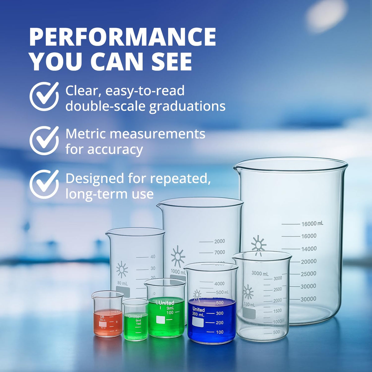 United Scientific Vaso de Precipitados 2000 ml Borosilicato 3.3