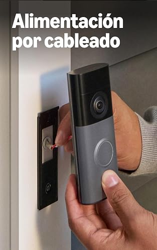 Videotimbre cableado Ring (último modelo): Retinal 2K con video gran angular, zoom mejorado de hasta 6x y audio bidireccional (gris moteado)