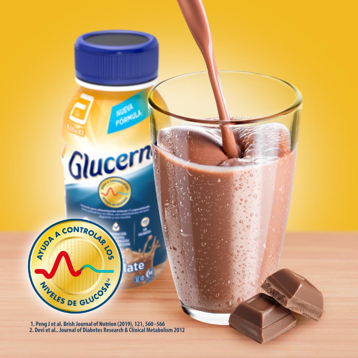 Glucerna Chocolate -Nutrición especializada para Diabetes Pack 24 de 237ml | Ideal para personas con diabetes tipo 1 y 2. Ayuda a estabilizar los niveles de glucosa en 4 semanas