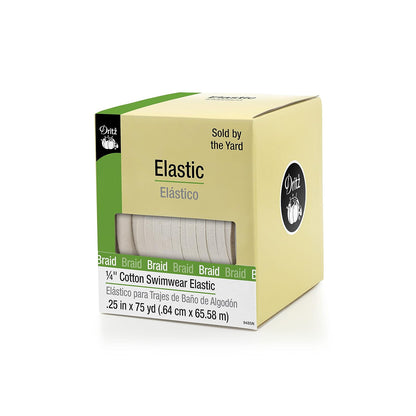 Dritz 9385N - Elástico Trenzado de algodón para Traje de baño, Natural, Beige, 1/4-Inch by 75-Yard, 1