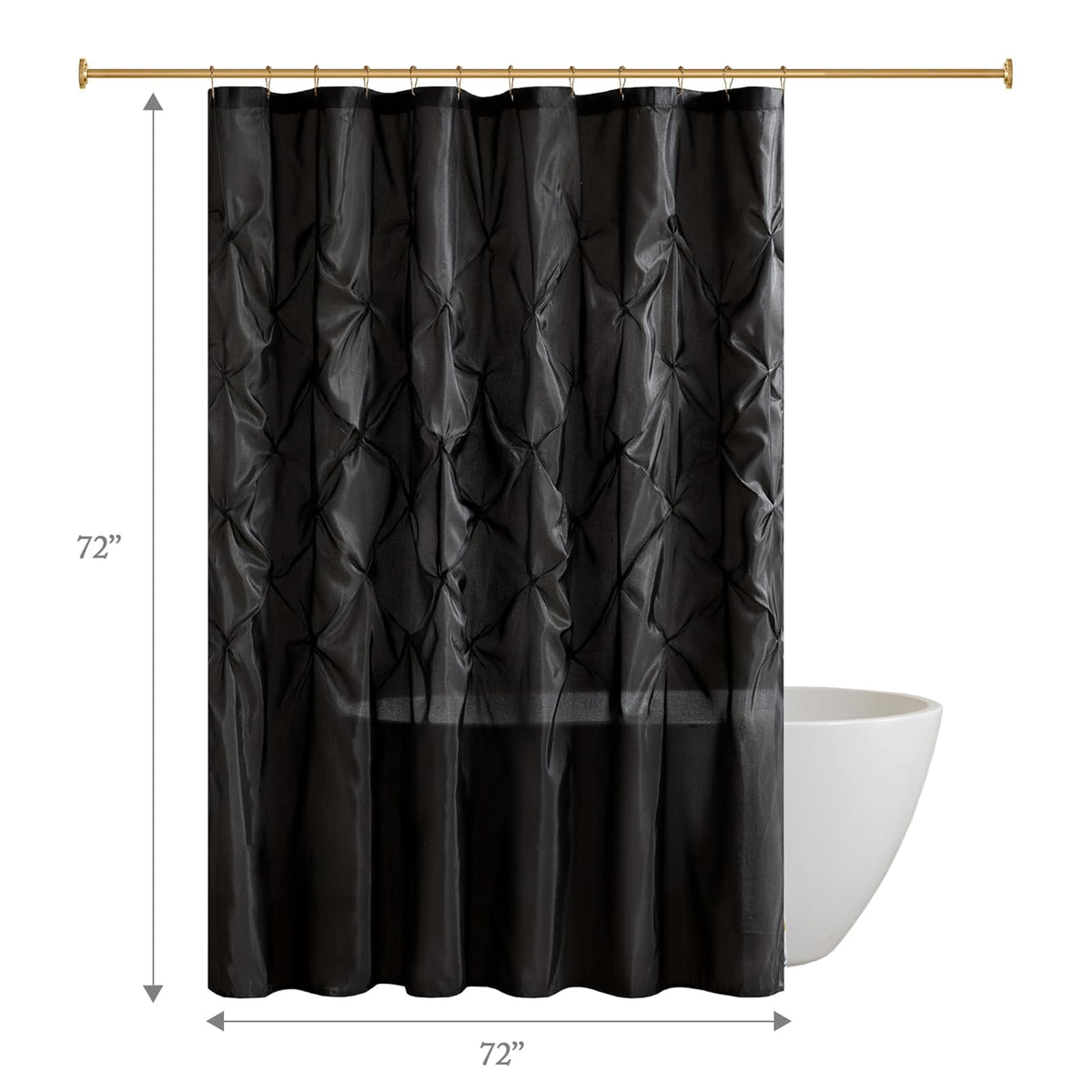 Madison Park Laurel - Cortina de Ducha Negra para baño, 72 x 72 Pulgadas