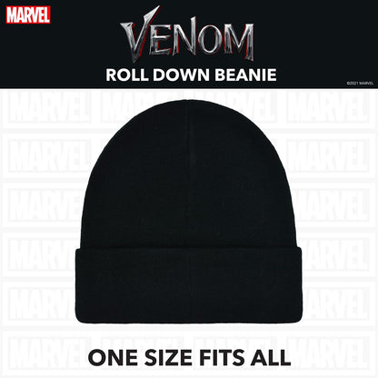 Marvel Venom Intarsia - Gorro Enrollable, Color Negro, Talla única, Negro -, One Size