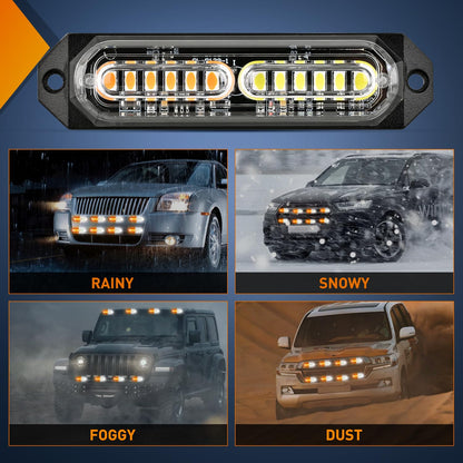 Nilight - 8 luces LED estroboscópicas, 12 LED, color ámbar blanco, luz de emergencia de 12 V, 24 V, montaje en superficie, luces intermitentes, advertencia de peligro, función de sincronización ultra