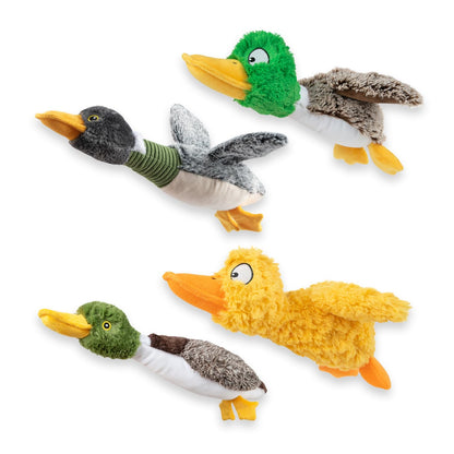 Best Pet Supplies Juguete de Piel Sin Relleno 2 en 1 para Perro - Pato Mallar (Gris, Gris, café) - Large